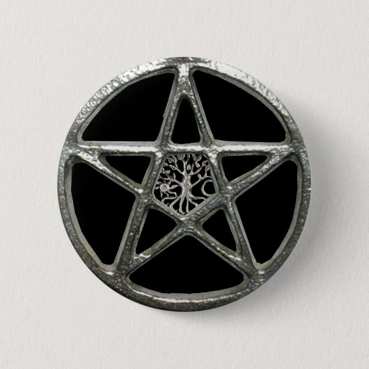 Badge Rond 5 Cm Bouton Arbre Pentacle De Vie (Devant)