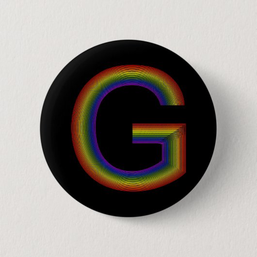 Badge Rond 5 Cm Bouton arc-en-ciel Alphabet G (Devant)