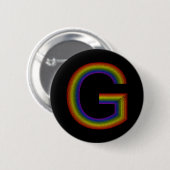 Badge Rond 5 Cm Bouton arc-en-ciel Alphabet G (Devant & derrière)
