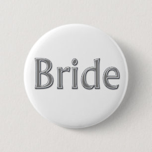 Badge Rond 5 Cm Bouton argenté de jeune mariée
