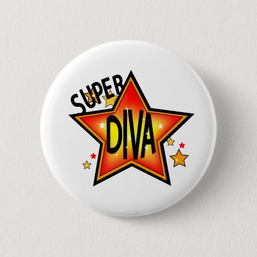 Badge Rond 5 Cm Bouton arrière de la broche Star Diva (Devant)