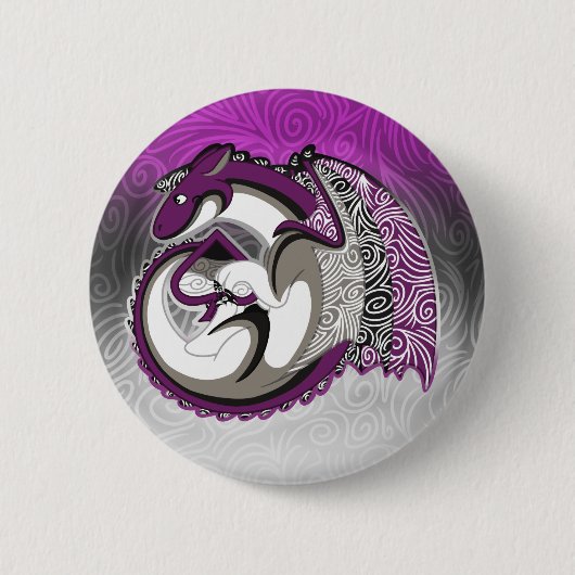 Badge Rond 5 Cm Bouton asexuel de dragon de fierté (Devant)