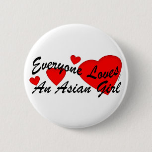 Badge Rond 5 Cm Bouton asiatique de fille d'amours