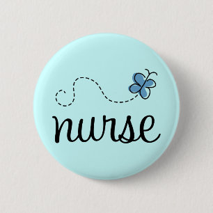 Badge Rond 5 Cm Bouton assez bleu d'infirmière