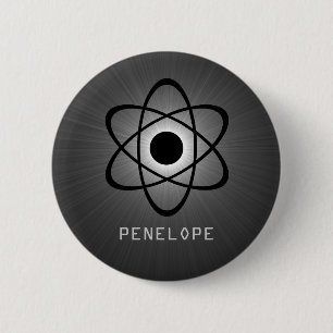 Badge Rond 5 Cm Bouton atomique Nerdy, gris
