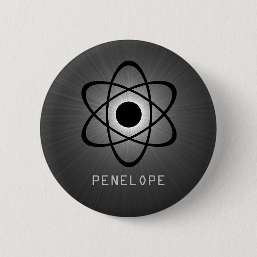Badge Rond 5 Cm Bouton atomique Nerdy, gris (Devant)