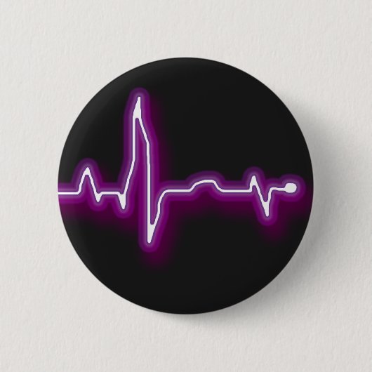 Badge Rond 5 Cm Bouton au néon d'ECG (Devant)