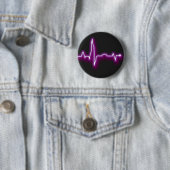 Badge Rond 5 Cm Bouton au néon d'ECG (En situation)