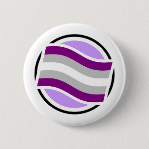 Badge Rond 5 Cm bouton automatique Gris-asexuel d'icône de
