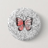 Badge Rond 5 Cm Bouton avec Papillon (Devant)