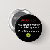 Badge Rond 5 Cm Bouton Avertissement Pickleball V3gen-ar (Devant & derrière)