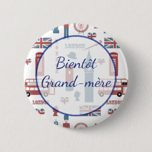 Badge Rond 5 Cm Bouton Baby shower Bientôt Grand-mère