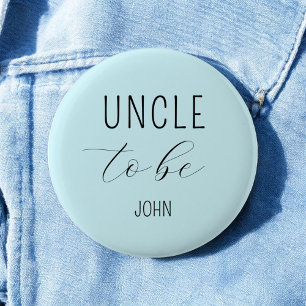 Badge Rond 5 Cm Bouton Baby shower bleu oncle