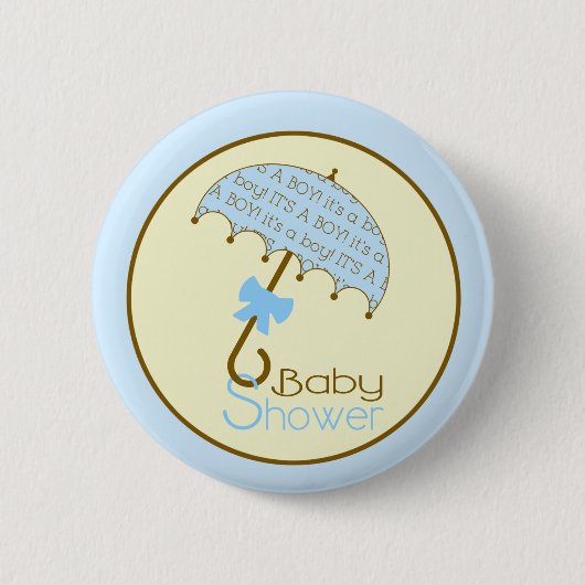 Badge Rond 5 Cm Bouton Baby shower bleu - Parapluie (Devant)