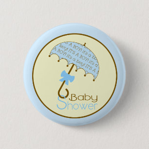 Badge Rond 5 Cm Bouton Baby shower bleu - Parapluie