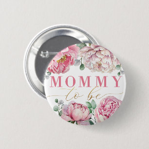 Badge Rond 5 Cm Bouton Baby shower de couleur aquarelle florale "M