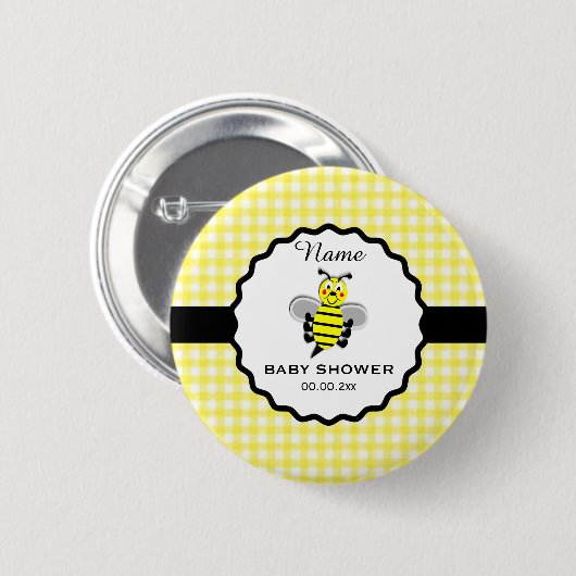 Badge Rond 5 Cm Bouton Baby shower de l'abeille (Devant & derrière)