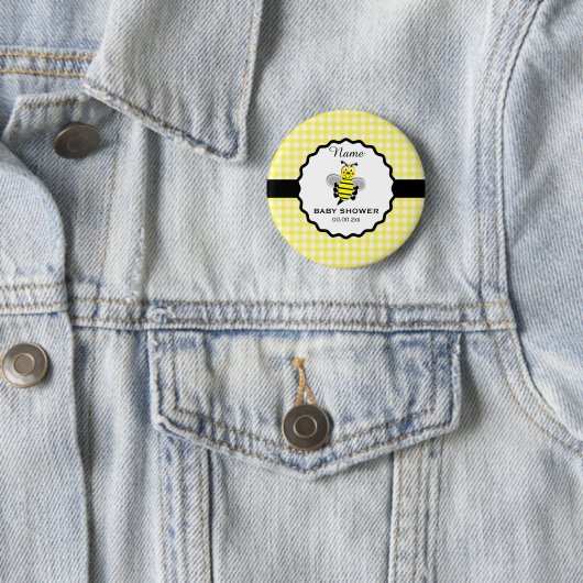 Badge Rond 5 Cm Bouton Baby shower de l'abeille (En situation)