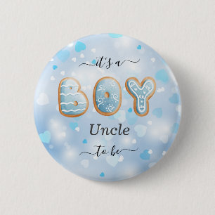 Badge Rond 5 Cm Bouton Baby shower de l'oncle bleu pour être garço