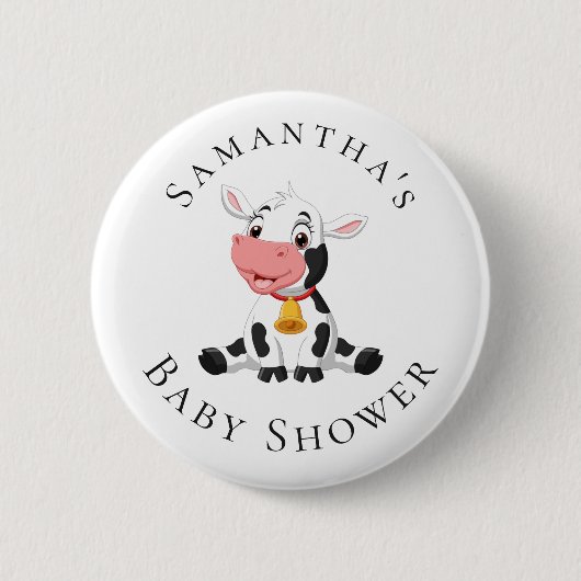Badge Rond 5 Cm Bouton Baby shower de vache bébé (Devant)