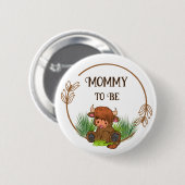 Badge Rond 5 Cm Bouton Baby shower de vache Highland (Devant & derrière)