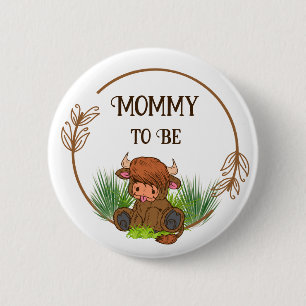 Badge Rond 5 Cm Bouton Baby shower de vache Highland