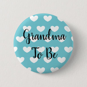 Badge Rond 5 Cm Bouton Baby shower Grand-mère pour être Blue Heart