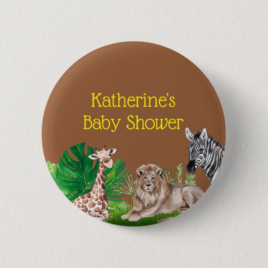 Badge Rond 5 Cm Bouton Baby shower Jungle Safari (Devant)