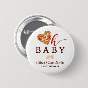 Badge Rond 5 Cm Bouton Baby shower Oh Baby Pizza et Pacificateurs
