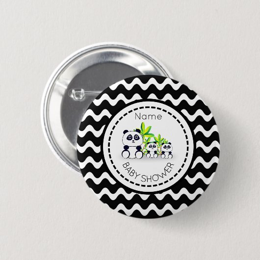 Badge Rond 5 Cm Bouton Baby shower Panda (Devant & derrière)