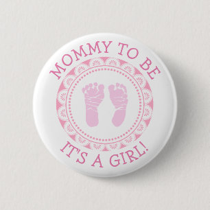 Badge Rond 5 Cm Bouton Baby shower rose "Mommy To Be"