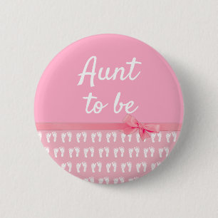 Badge Rond 5 Cm Bouton Baby shower Tante rose à suivre