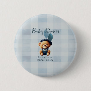 Badge Rond 5 Cm Bouton Baby shower Teddy Bear Jean