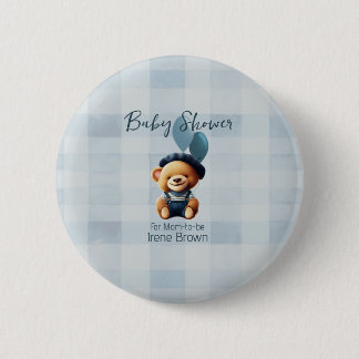 Badge Rond 5 Cm Bouton Baby shower Teddy Bear Jean