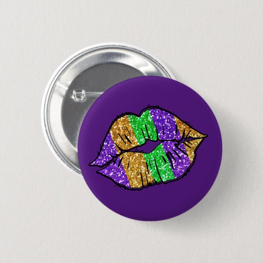 Badge Rond 5 Cm Bouton Baiser Mardi Gras (Devant & derrière)