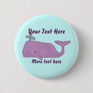 Badge Rond 5 Cm Bouton Baleine violette