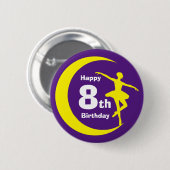 Badge Rond 5 Cm Bouton - Ballerina 8e anniversaire (Devant & derrière)
