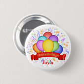 Badge Rond 5 Cm Bouton Ballons d'anniversaire et bannière (Devant & derrière)
