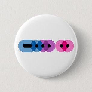 Badge Rond 5 Cm Bouton Barre Code Bi Morse