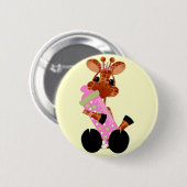 Badge Rond 5 Cm Bouton Bébé Giraffe (Devant & derrière)