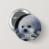 Badge Rond 5 Cm Bouton BÉBÉ HARP SEAL Design (Devant & derrière)