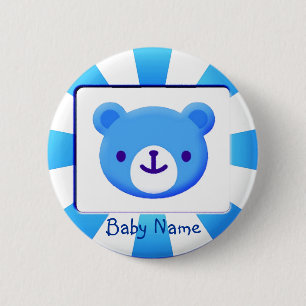 Badge Rond 5 Cm Bouton Bébé Ours Bleu