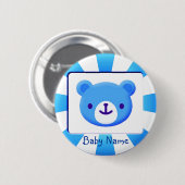 Badge Rond 5 Cm Bouton Bébé Ours Bleu (Devant & derrière)