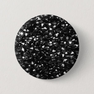 Badge Rond 5 Cm Bouton Belle Cristal Noir rond