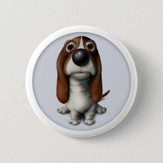 Badge Rond 5 Cm Bouton BH1 de Basset Hound (Devant)