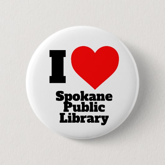 Badge Rond 5 Cm Bouton Bibliothèque publique I Heart Spokane (Devant)