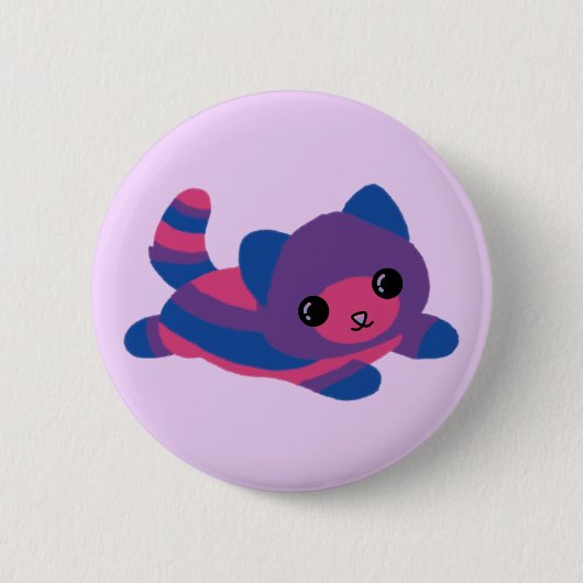 Badge Rond 5 Cm Bouton Bisexuel Pride Chat (Devant)