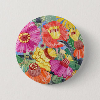 Badge Rond 5 Cm Bouton Black Racer et Zinnias