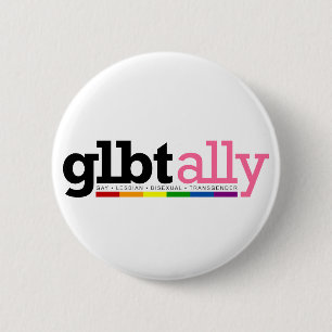 Badge Rond 5 Cm Bouton blanc Ally GLBT