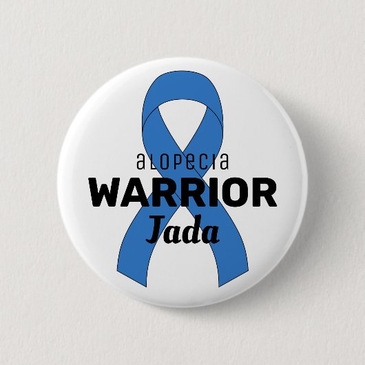 Badge Rond 5 Cm Bouton blanc Alopecia Warrior Ribbon (Devant)